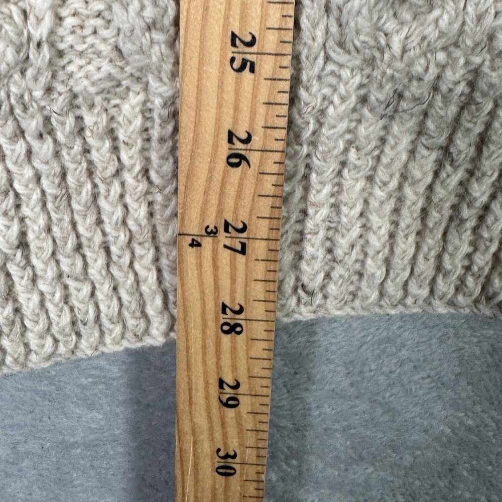 Quill's Woollen Market Sweater Womens L Beige Wool Cable Knit Cardigan Ireland* - Picture 7 of 10